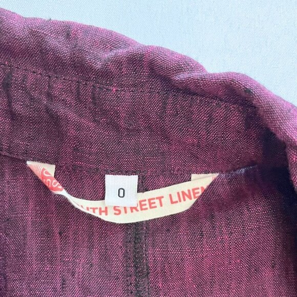 SOUTH STREET LINEN PLUM PURPLE LINEN TUNIC BUTTON DOWN SHIRT - S - Picture 7 of 11